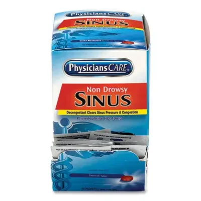 PhysiciansCare® Sinus Decongestant Congestion Medication, One Tablet/Pack, 50 Packs/Box
