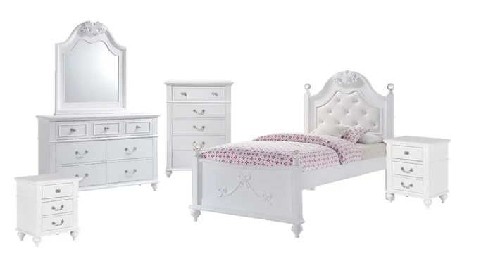 Picket House Furnishings – Annie Twin Platform 6PC Bedroom Set – AN700T6PC