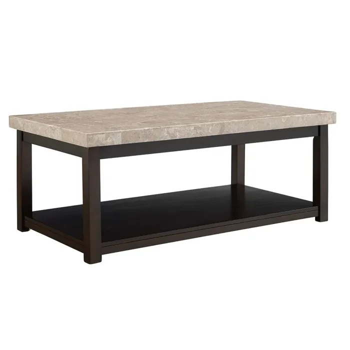 Picket House Furnishings – Caleb Coffee Table With Marble Top in Espresso – CKS100CTE