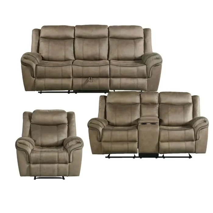 Picket House Furnishings – Tasso 3PC Living Room Set in T101 Brown-Sofa, Loveseat & Recliner – 59928-2X-3PC