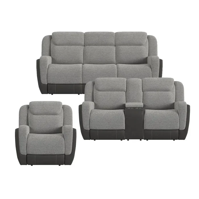 Picket House Furnishings – Viper 3PC Living Room Set in Rancho Grey-Sofa, Loveseat & Recliner – U-11550-10531-3PC