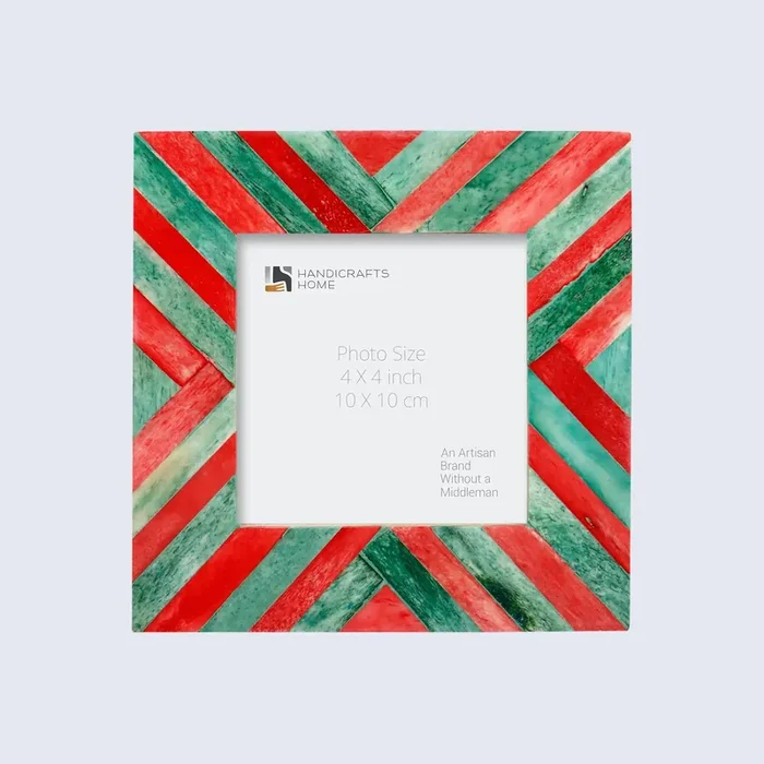 Picture Frames Chevron Pattern Bone Inlay Collection in 4 Sizes, Green & Red – Wholesale picture frames