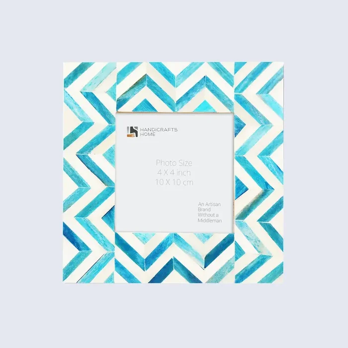 Picture Frames Herringbone Pattern Bone Inlay Collection in 2 Sizes, Turq – Wholesale picture frames