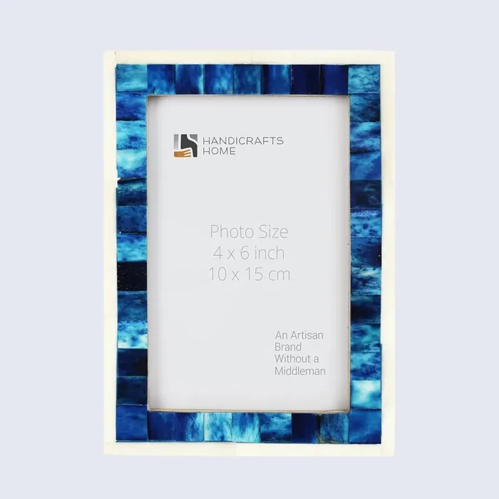 Picture Frames Mosaic Pattern Bone Inlay Collection in 3 Sizes, Blue – Wholesale picture frames