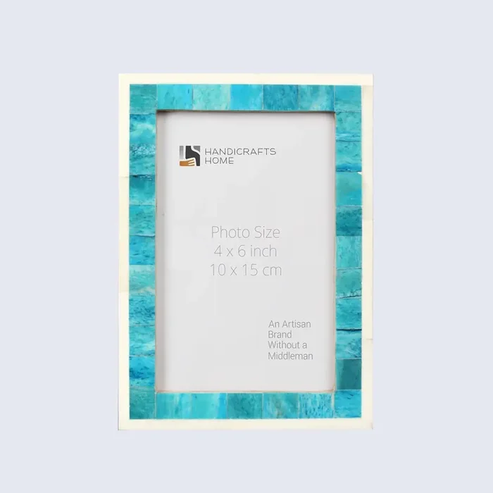 Picture Frames Mosaic Pattern Bone Inlay Collection in 3 Sizes, Turquoise – Wholesale picture frames