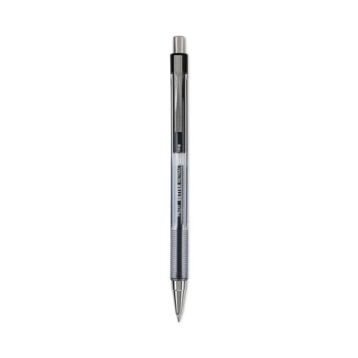 Pilot® Better Ballpoint Pen, Retractable, Fine 0.7 Mm, Black Ink, Smoke Barrel, Dozen