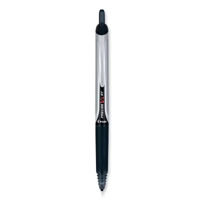 Pilot® Precise V5RT Rollerball Pen, Retractable, Extra-Fine 0.5 mm, Black Ink, Black Barrel, 30/Pack