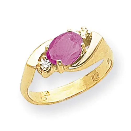 Pink Sapphire Diamond Ring 14k Gold 7x5mm Oval Y2260SP/A