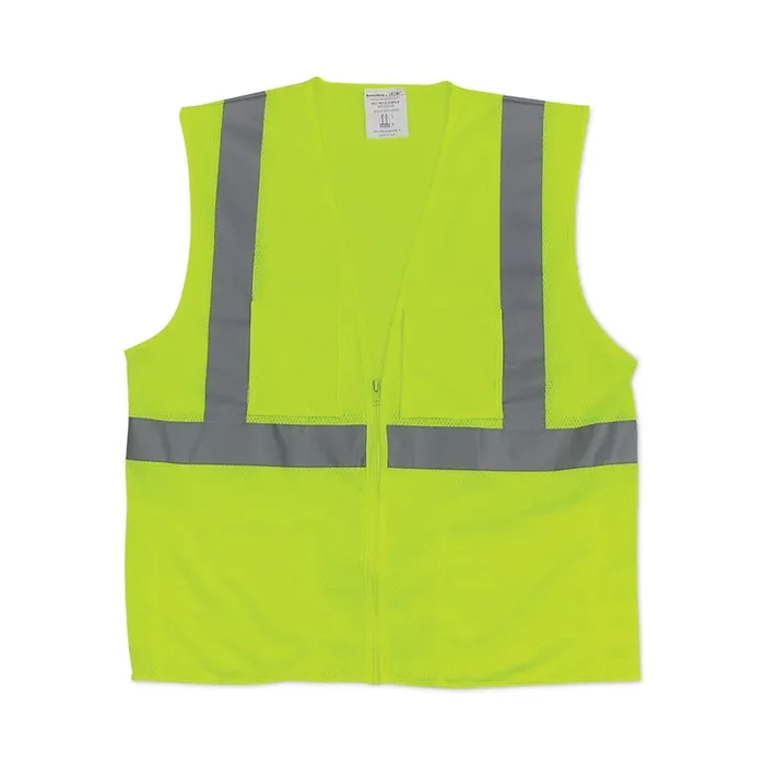 PIP ANSI Class 2 Hook and Loop Safety Vest, 2X-Large, Hi-Viz Lime Yellow