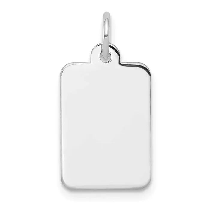 Plain .011 Gauge Rectangular Engravable Disc Charm 14k White Gold XWM285/11