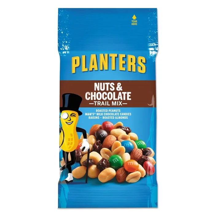 Planters® Trail Mix, Nut And Chocolate, 2 Oz Bag, 72/carton