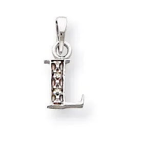 Polished .01ct Diamond Initial L Charm 14k White Gold YC251L