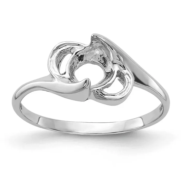 Polished Cultured Pearl Ring Mounting 14k White Gold Y2007