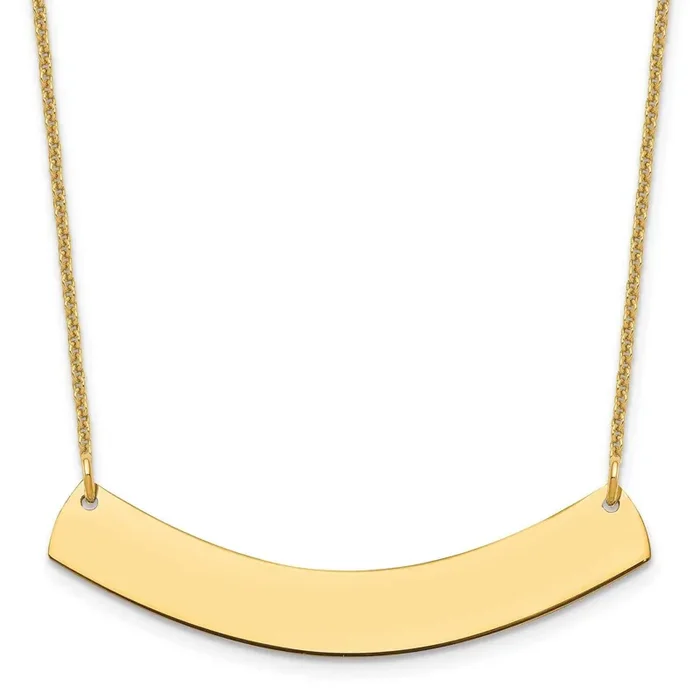 Polished Curved Blank Bar Necklace 14k Gold Medium XNA1205Y