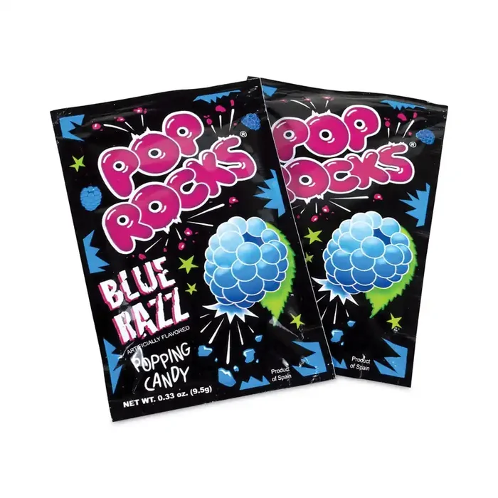 POP ROCKS® Sugar Candy, Blue Raspberry, 0.33 oz Pouches, 24/Carton