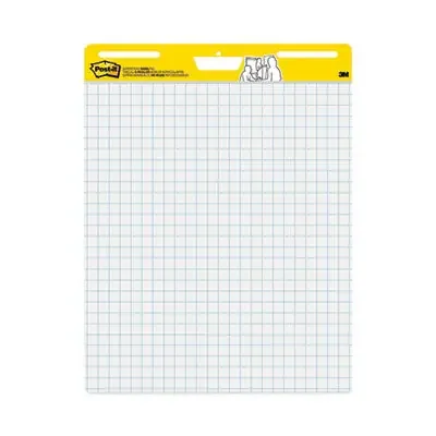 Post-it® Easel Pads Super Sticky Vertical-Orientation Self-Stick Easel Pad Value Pack, Quadrille Rule (1 sq/in), 25 x 30, White, 30 Sheets, 4/Carton