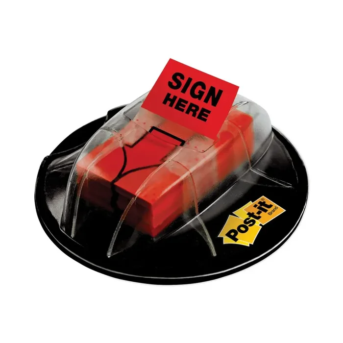 Post-it® Flags High Volume Flag Dispenser, “sign Here”, Red, 200 Flags/dispenser