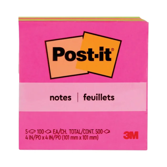 Post-it® Notes Original Pads in Poptimistic Collection Colors, 4″ x 4″, 100 Sheets/Pad, 5 Pads/Pack