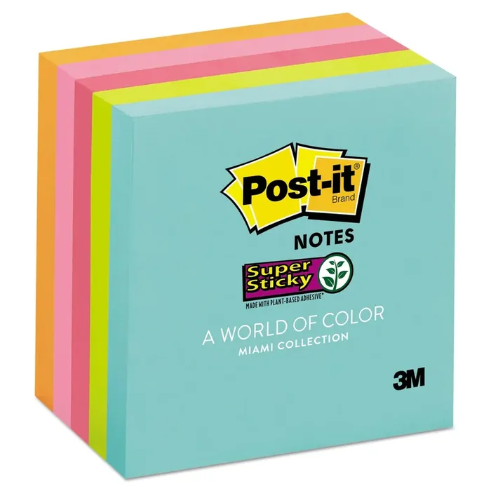 Post-it® Notes Super Sticky Pads in Supernova Neon Collection Colors, 3″ x 3″, 90 Sheets/Pad, 5 Pads/Pack