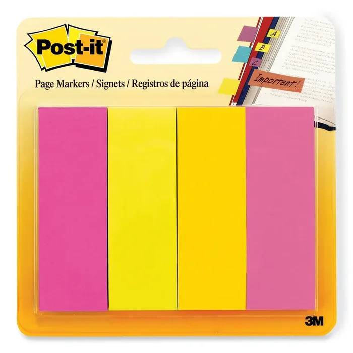 Post-it® Page Flag Markers, Assorted Brights, 50 Flags/Pad, 4 Pads/Pack