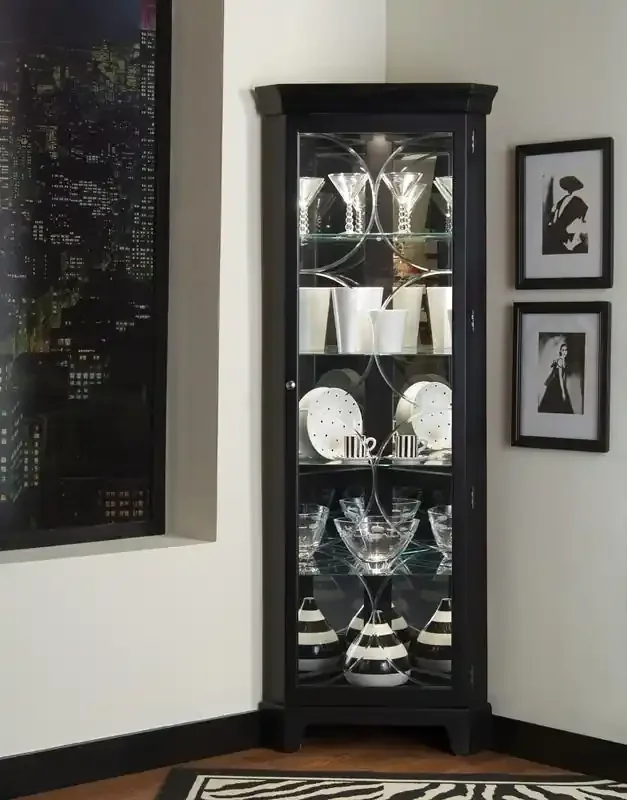 Pulaski – Oxford Black Corner Curio – 21220