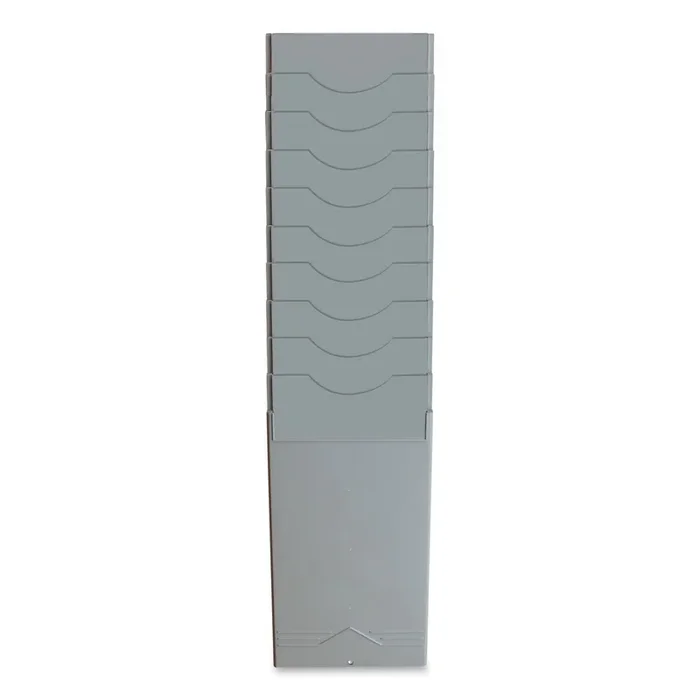 Pyramid Technologies Time Card Rack, 10 Pockets, Plastic, Light Gray