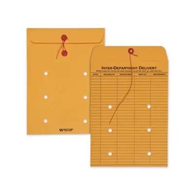 Quality Park™ Brown Kraft String/Button Interoffice Envelope, 90, One-Sided Five-Column Format, 31-Entries, 9 x 12, Brown Kraft, 100/CT