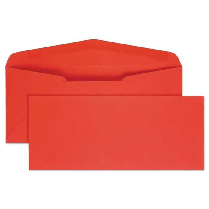 Quality Park™ Colored Envelope, 10, Commercial Flap, Gummed Closure, 4.13 X 9.5, Red, 25/pack