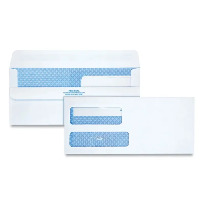 Quality Park™ Double Window Redi-Seal Security-Tinted Envelope, 9, Commercial Flap, Redi-Seal Adhesive Closure, 3.88 x 8.88, White, 250/CT
