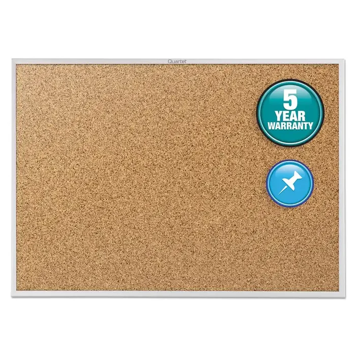 Quartet® Classic Series Cork Bulletin Board, 60″ x 36″, Tan Surface, Anodized Aluminum Frame