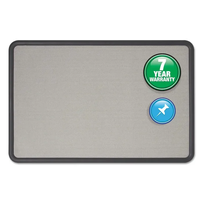 Quartet® Contour Fabric Bulletin Board, 48″ x 36″, Gray Surface, Black Plastic Frame
