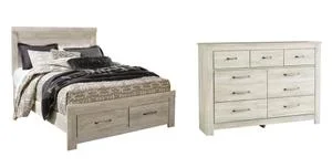 Queen Platform Bed With 2 Storage Drawers With Dresser