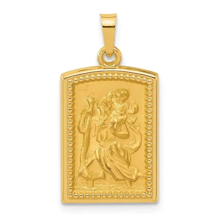 Rectangular Hollow St. Christopher Medal 14k Gold XR2140