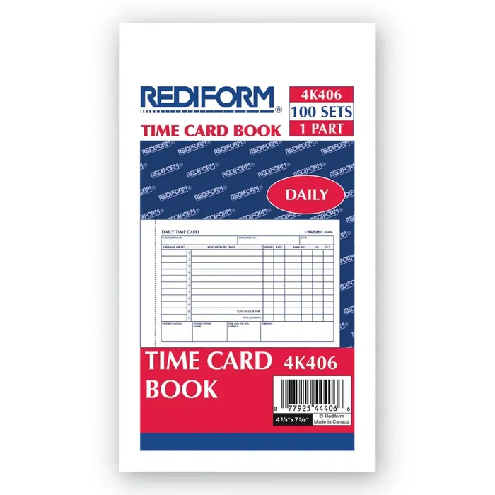Rediform® Daily Employee Time Cards, Two Sides, 4.25 X 7, 100/pad