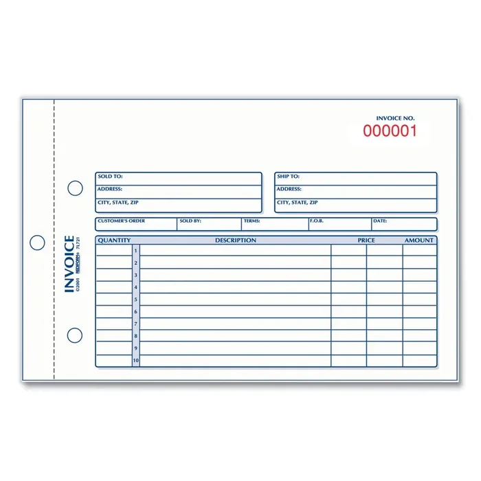 Rediform® Invoice Book, Two-Part Carbonless, 5.5 x 7.88, 50 Forms Total