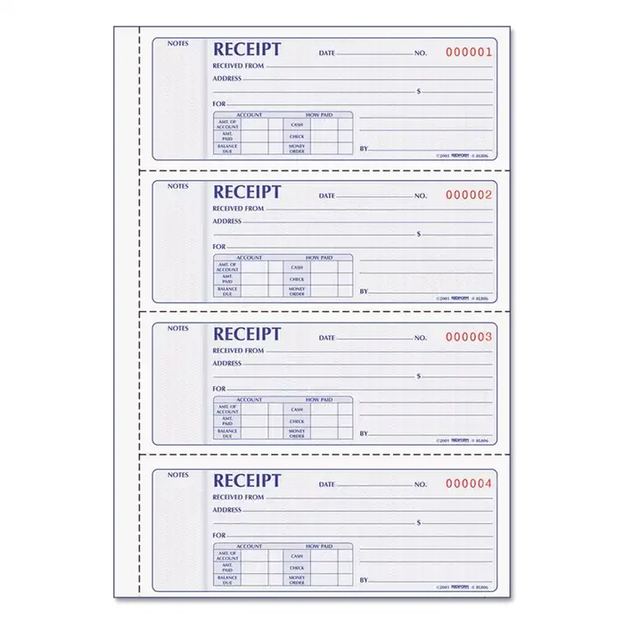 Rediform® Money Receipt Book, Softcover, Two-Part Carbonless, 7 x 2.75, 4 Forms/Sheet, 200 Forms Total