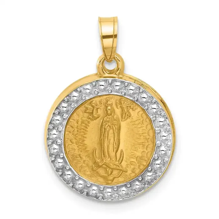 Rhodium Hollow Lady Of Guadalupe Pendant 14k Gold XR2101