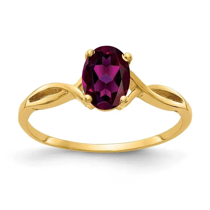 Rhodolite Garnet Ring 14k Gold 7x5mm Oval Y2197RG