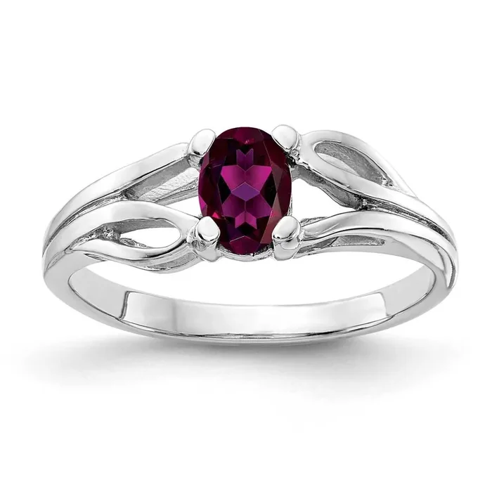 Rhodolite Garnet Ring 14k white Gold 6x4mm Oval Y2097RG