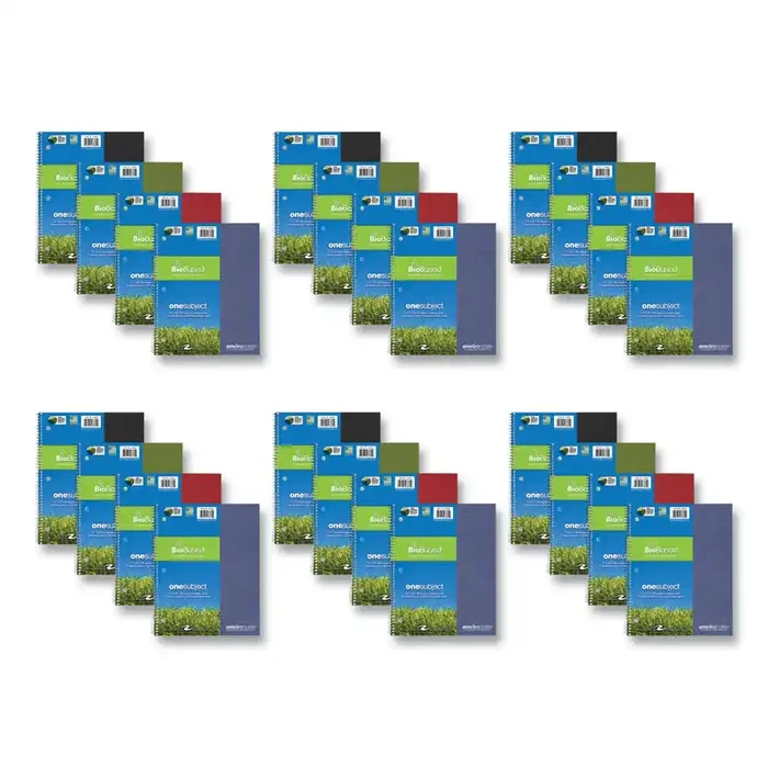 Roaring Spring® Earthtones BioBased 1 Subject Notebook, Medium/College Rule, Randomly Assorted Covers, (80) 11 x 9 Sheets, 24/Carton
