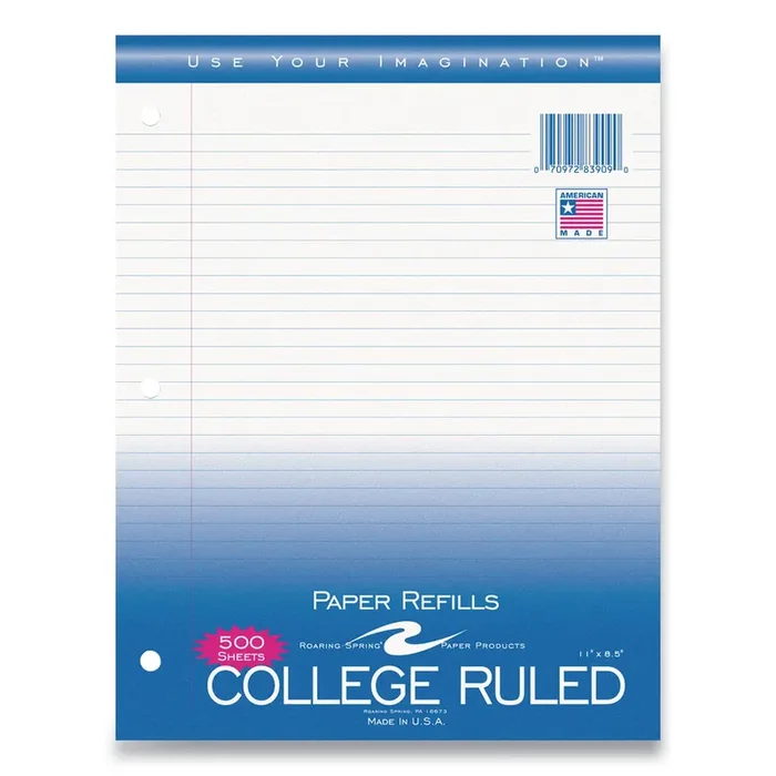 Roaring Spring® Notebook Filler Paper, 8.5 X 11, College Rule, 500/pack