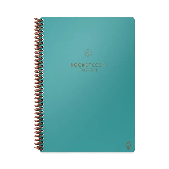Rocketbook Fusion Smart Notebook, Seven Assorted Page Formats, Teal Cover, (21) 8.8 x 6 Sheets