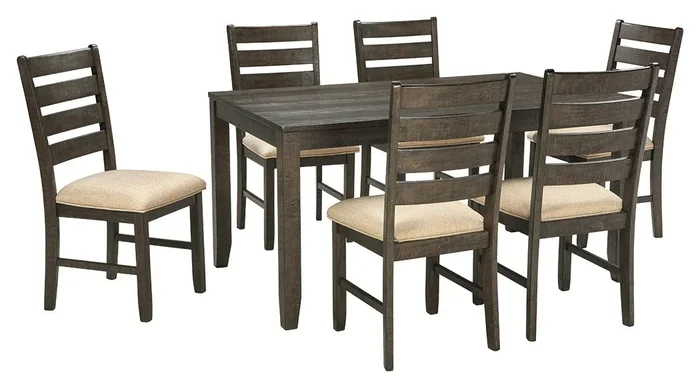 Rokane – Dining Room Table Set (Set of 7) – Brown