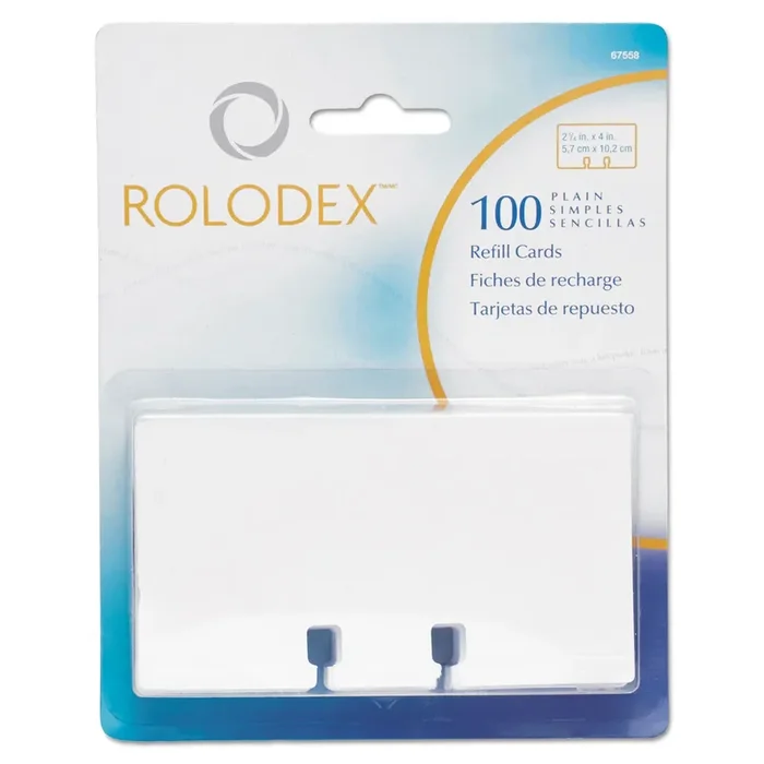 Rolodex™ Plain Unruled Refill Card, 2.25 X 4, White, 100 Cards/pack