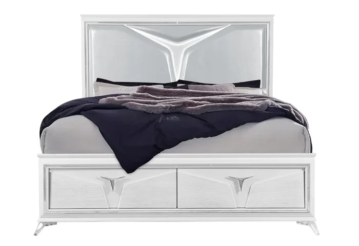 ROMO WHITE KING BED WITH LED