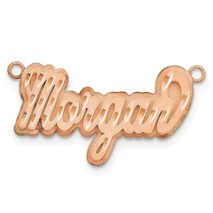 Rose-Plated 3D Satin Diamond-Cut Name Plate Sterling Silver XNA251RP