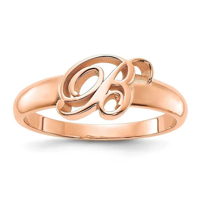 Rose-Plated Initial Ring Sterling Silver XNR65RP