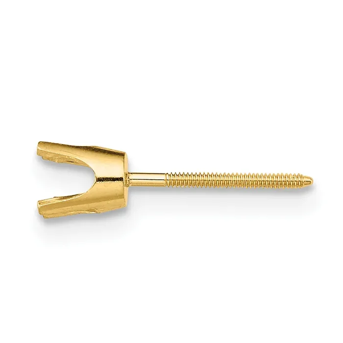 Round 4-Prong .01ct. Lightweight Threaded Back Post Earring Mounting 14k Yellow Gold YG335
