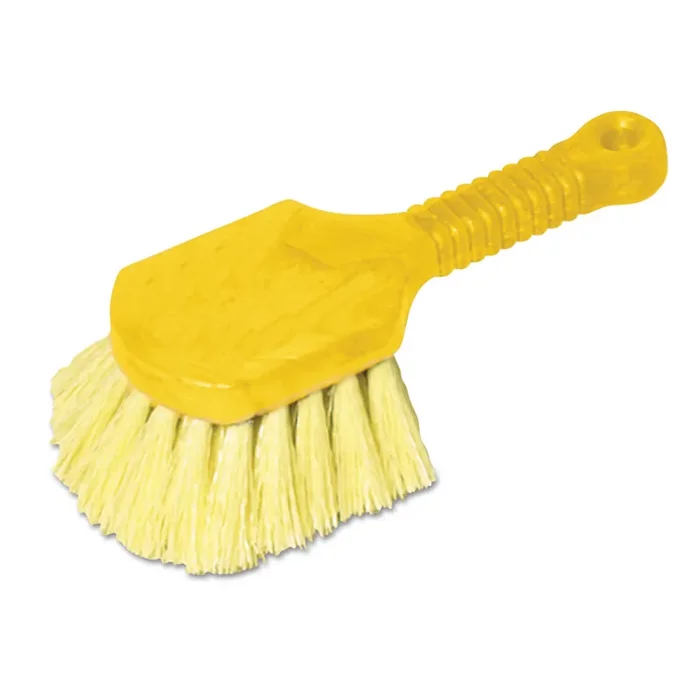 Rubbermaid® Commercial Long Handle Scrub, Yellow Synthetic Bristles, 8″ Brush, 8″ Gray Plastic Handle