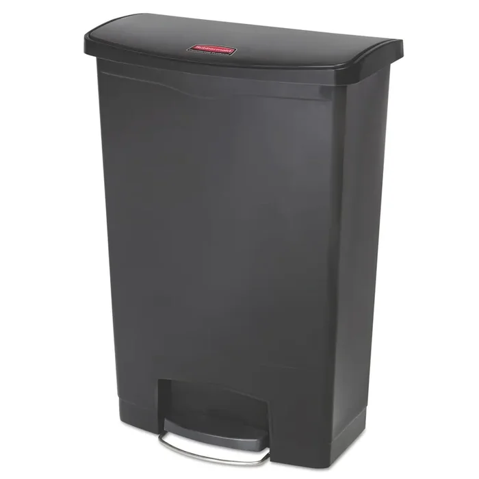 Rubbermaid® Commercial Streamline Resin Step-On Container, Front Step Style, 24 gal, Polyethylene, Black